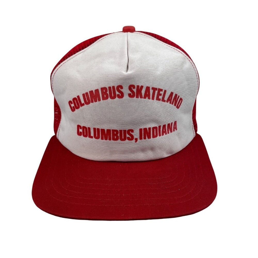 Vintage Columbus Skateland Columbus Indiana Red White Foam Snapback Trucker Hat